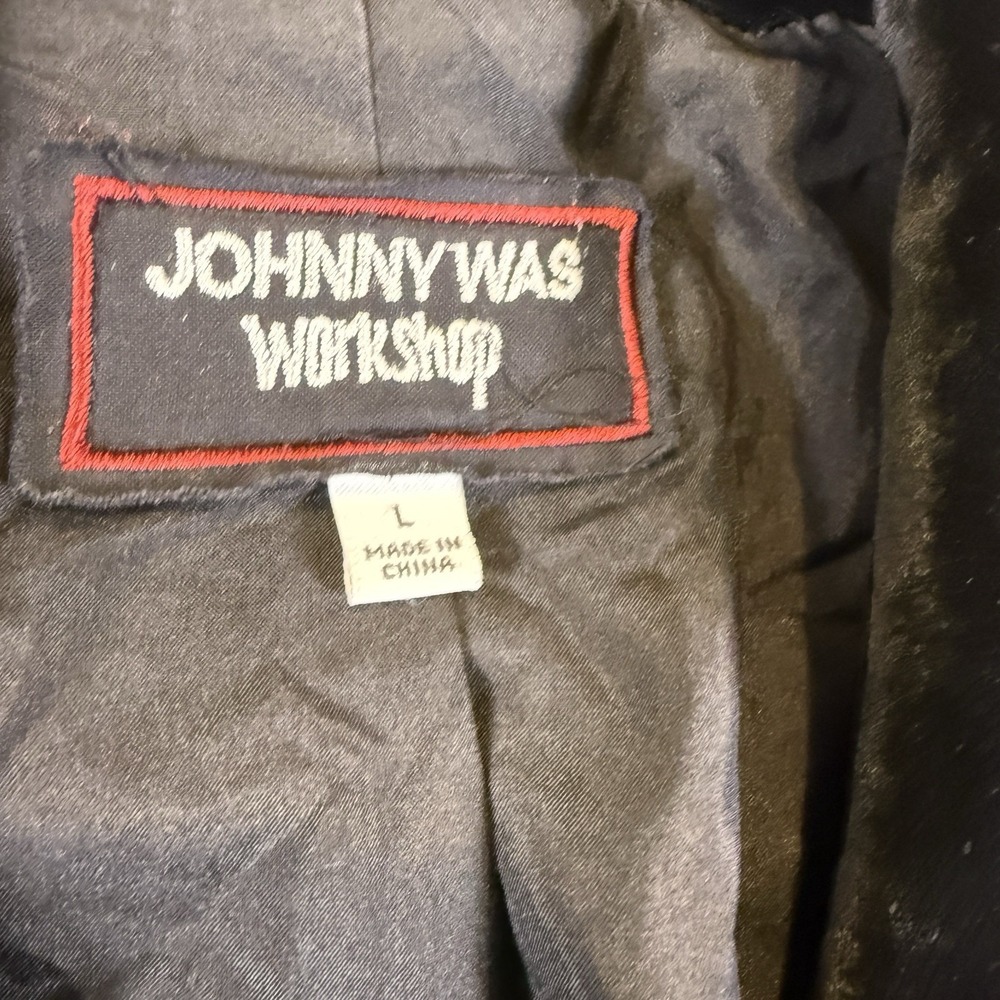 Johnny Was Workshop Vaiora Heavy Blazer Women's L Black Velvet Pink Embroidery - Picture 5 of 8